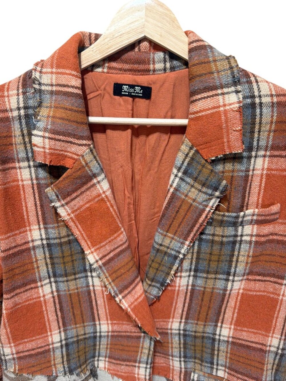 Miss Me Mixed Print Plaid & Aztec Patchwork Blazer Jacket - Medium - Picture 5 of 10